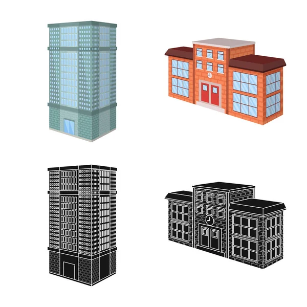 Vektor-Design von Konstruktion und Bauschild. Sammlung von Vektor-Abbildungen von Bau- und Immobilienbeständen. — Stockvektor