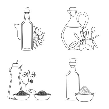 Sağlıklı ve bitkisel işareti vektör illüstrasyon. Sağlıklı ve organik stok vektör illüstrasyon seti.