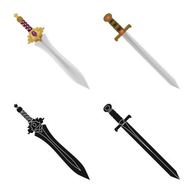 Oyun ve zırh logo yalıtılmış nesne. Bıçak vektör simge stok ve oyun topluluğu.