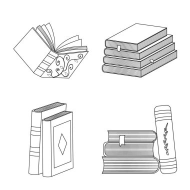 Çalışmanın ve edebiyat sembolünün vektör tasarımı. Çalışma kümesi ve kaynak stok vektör illüstrasyonu.