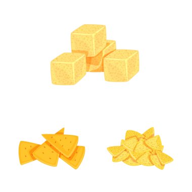 Gıda vektör illüstrasyon ve gevrek işareti. Stok için gıda ve lezzet vektör simgesi koleksiyonu.