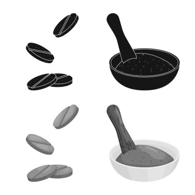 Protein ve deniz işareti vektör Illustration. Protein ve hisse senedi için doğal vektör simge kümesi.