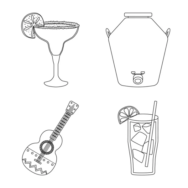Vektor design av Mexico och tequila tecken. Insamling av Mexiko och Fiesta Stock Vector illustration. — Stock vektor