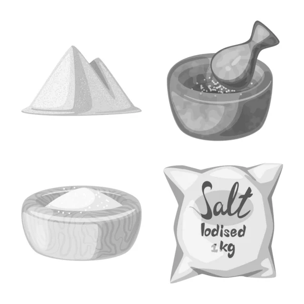 Ilustração vetorial de sal e logotipo da comida. Conjunto de sal e mineral símbolo de estoque para web . — Vetor de Stock