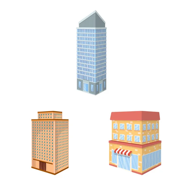 Illustrazione vettoriale della città e costruire simbolo. Raccolta di città e appartamento stock simbolo per il web . — Vettoriale Stock