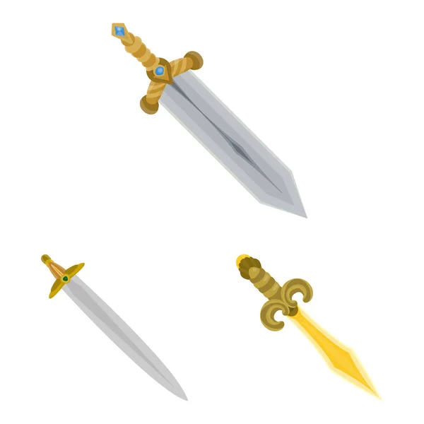 Objeto aislado de espada y símbolo de daga. Colección de espada y arma símbolo de stock para la web . — Archivo Imágenes Vectoriales