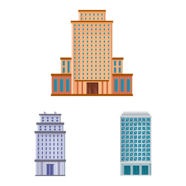 Isolated object of facade and building icon. Set of facade and exterior stock vector illustration.