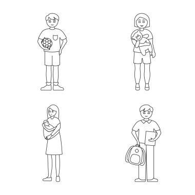 Mutlu ve karakter sembolü vektör tasarımı. Web için mutlu ve portre stok sembolü koleksiyonu.