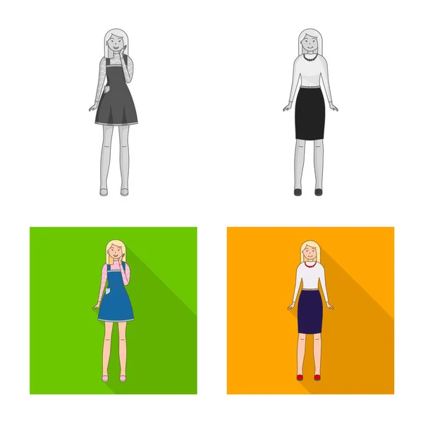 Vector illustration of posture and mood sign. Set of posture and female vector icon for stock. — Stock Vector