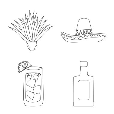 Meksika ve tekila logo vektör Illustration. Hisse senedi için Meksika ve fiesta vektör simge topluluğu.