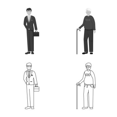 Karakter ve avatar logo vektör tasarımı. Hisse senedi için karakter ve portre vektör simge kümesi.