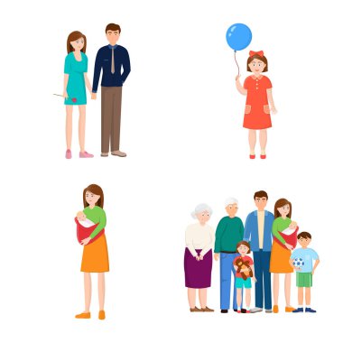 Aile ve insan logosuizole nesne. Aile ve avatar stok vektör illüstrasyon koleksiyonu.