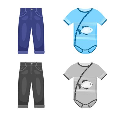 Moda ve giysi logo vektör tasarımı. Hisse senedi için moda ve pamuk vektör simge kümesi.