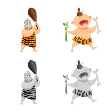 Evrim ve tarih öncesi sembolü yalıtılmış nesne. Evrim ve geliştirme hisse senedi vektör çizim seti.