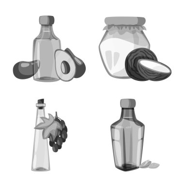 Beslenme ve organik logosu izole nesne. Web için beslenme ve cam stok sembolü koleksiyonu.