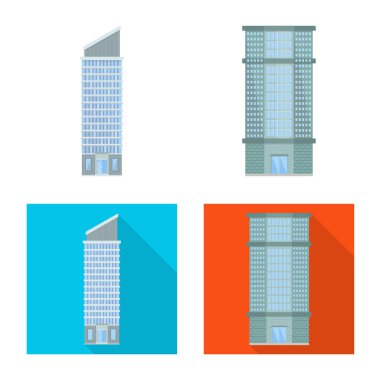 Belediye illüstrasyon vektör ve logo Merkezi. Belediye kümesi ve hisse senedi için emlak vektör simgesi.