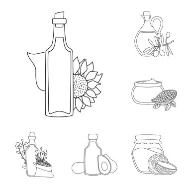 Sağlıklı ve sebze logosu izole nesne. Stok için sağlıklı ve organik vektör simgesi kümesi.