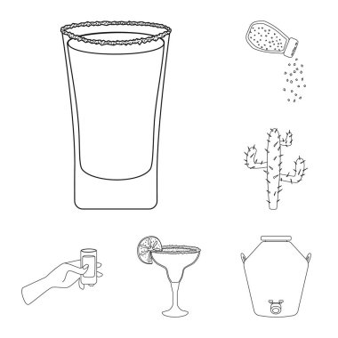 Meksika ve tekila logosu vektör illüstrasyon. Web için Meksika ve fiesta stok sembolü Koleksiyonu.