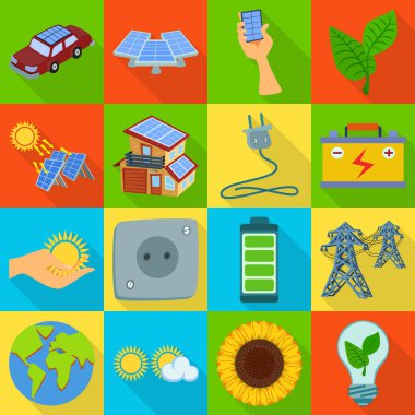 Güneş ve panel işareti tasarımını vektör. Güneş ve yeşil hisse senedi simgesi web için set.