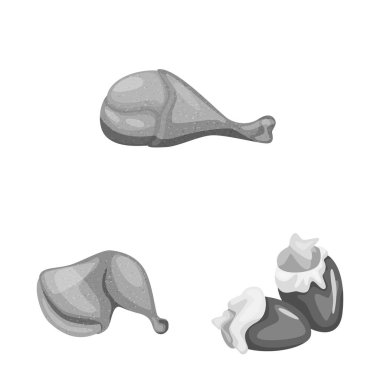 Mutfak vektör tasarımı ve kuş işareti. Web için mutfak ve kümes hayvanı stok sembolü seti.