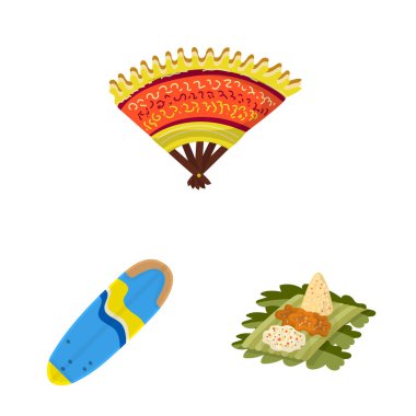 Bali ve Endonezya sembolü izole nesne. Hisse senedi için bali ve karayip vektör simgesi koleksiyonu.