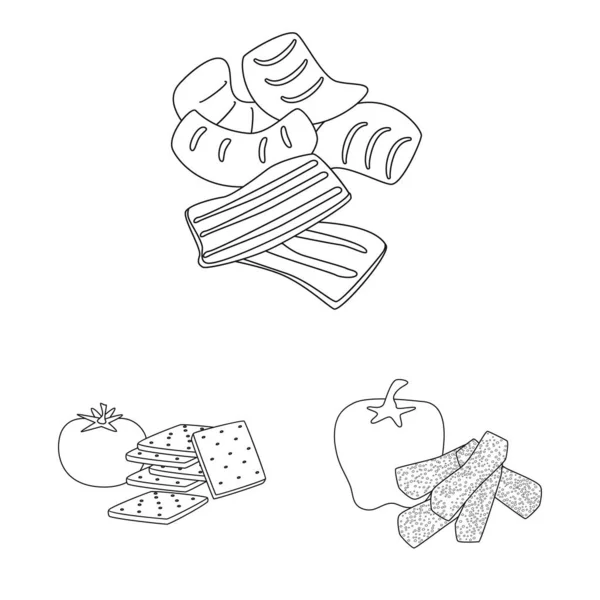 Vector illustratie van smaak en knapperige logo. Set van smaak en koken voorraad vector illustratie. — Stockvector