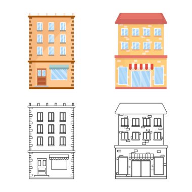 Belediye illüstrasyon vektör ve logo Merkezi. Belediye ve Emlak hisse senedi simgesi için web topluluğu.