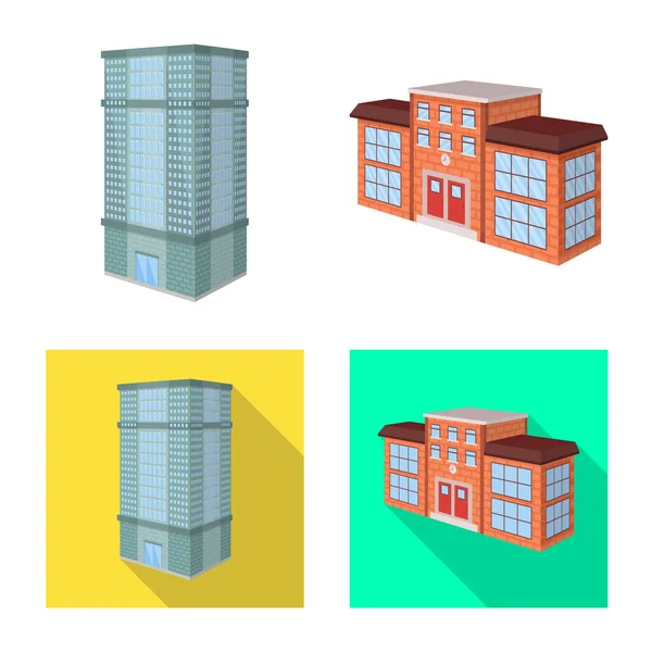 Objeto aislado de construcción e icono del edificio. Conjunto de construcción y stock de bienes símbolo para web . — Vector de stock