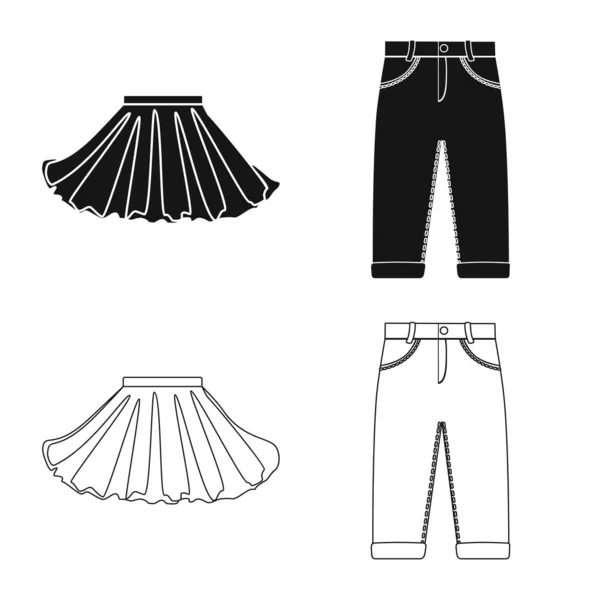 Design vetorial de moda e ícone de vestuário. Coleção de moda e ícone de vetor de algodão para estoque . — Vetor de Stock