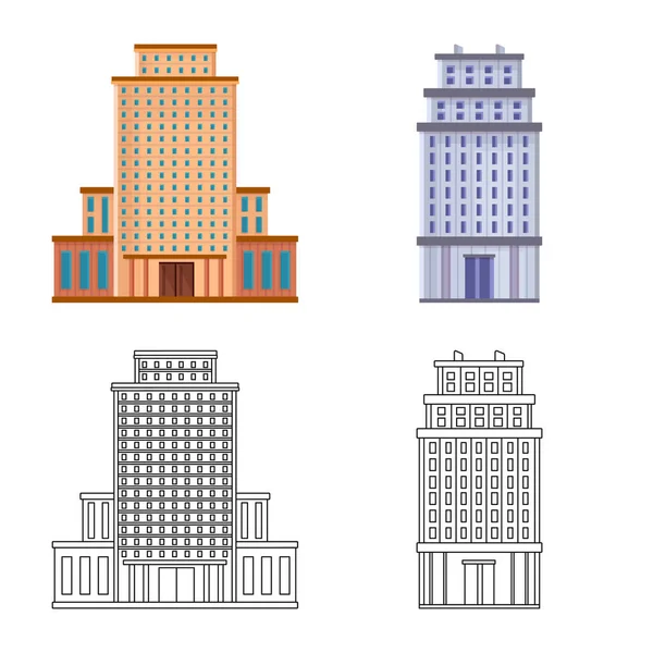 Vector illustration of municipal and center icon. Set of municipal and estate vector icon for stock. — Stock Vector