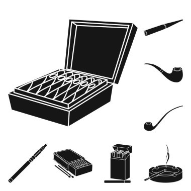 Anti ve alışkanlık simgesinin izole nesne. Anti ve tütün stok vektör çizim seti.