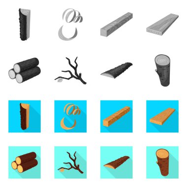 Ağaç ve ham işareti vektör çizimi. Ağaç ve inşaat hisse senedi simgesi için web topluluğu.