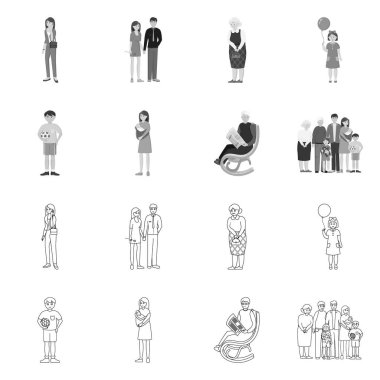 Karakter ve avatar simge yalıtılmış nesne. Web için karakter ve portre hisse senedi simgesi kümesi.