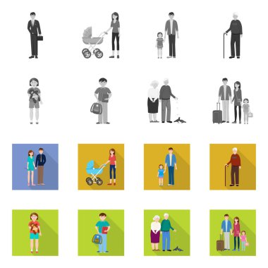 Karakter ve avatar simge vektör tasarımı. Karakter ve portre hisse senedi vektör çizim topluluğu.