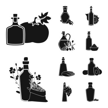 Petrol ve tarım işaretlerinin vektör tasarımı. Stok için yağ ve cam vektör simgesi koleksiyonu.