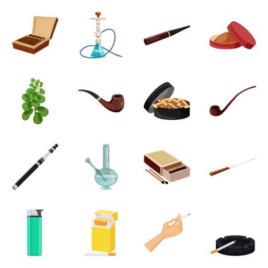 Sigara ve tütün sembolü vektör illüstrasyon. Sigara ve nikotin stok vektör illüstrasyon koleksiyonu.