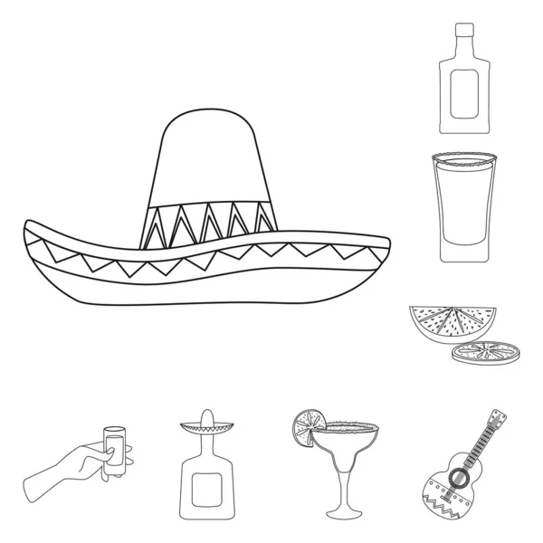 Diseño vectorial de México y logo de tequila. Colección de México e ilustración de vectores de fiesta . — Vector de stock