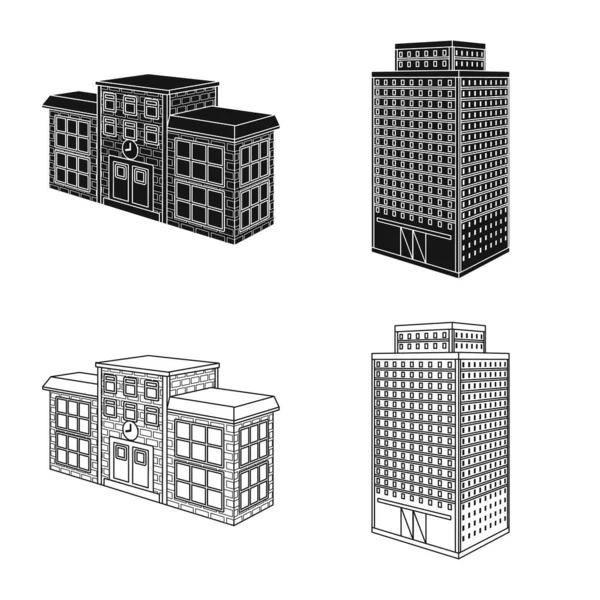 Διανυσματική σχεδίαση κατασκευή κτίριο σύμβολο. Συλλογή των κατασκευών και εικονογράφηση διάνυσμα απόθεμα ακινήτων. — Διανυσματικό Αρχείο