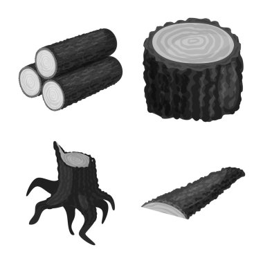 Orman ve ahşap simgesi yalıtılmış nesne. Orman ve doğa hisse senedi vektör çizim seti.