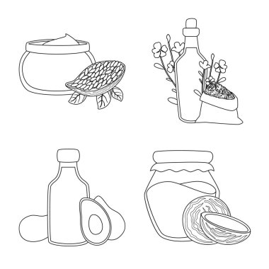 Sağlıklı ve sebze işaretinin vektör çizimi. Stok için sağlıklı ve organik vektör simgesi koleksiyonu.