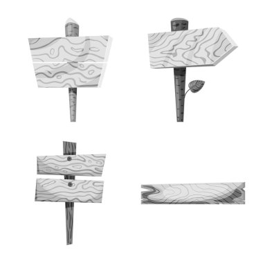 Tabela ve ahşap logo izole nesne. Tabela ve ağaç stok vektör illüstrasyon koleksiyonu.