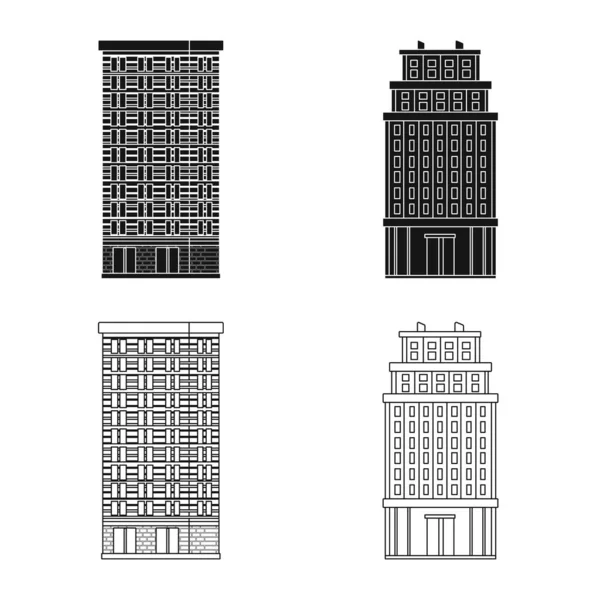 Ilustração vetorial do símbolo municipal e central. Conjunto de símbolo de estoque municipal e imobiliário de web . — Vetor de Stock