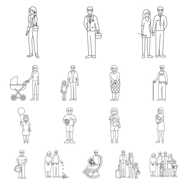 Векторная иллюстрация счастливого и символьного логотипа. Набор счастливых и портретных символов запаса для паутины
.