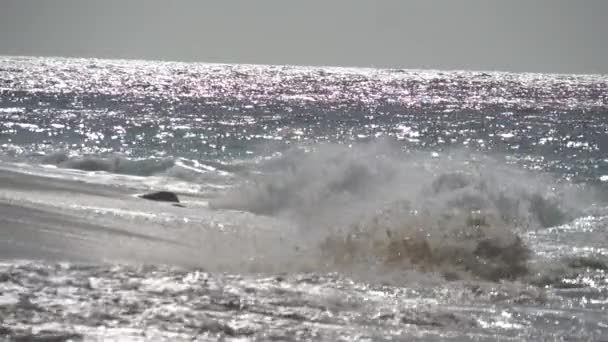 El impacto de las olas sobre los acantilados o la costa 28 — Vídeo de stock