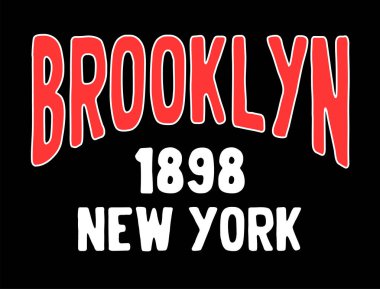 Brooklyn Slogan Harfleri Tasarımı. Eski tarz üniversite takımı stili. Tişört, sweatshirt, kapüşonlu ya da diğer giysi baskıları için modern illüstrasyon. Typography New York grafik vektörü
