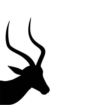 Baş portföy ceylanı, antilop silueti siyah vektör. ceylan vektör yan görünümü beyaz arkaplanda izole