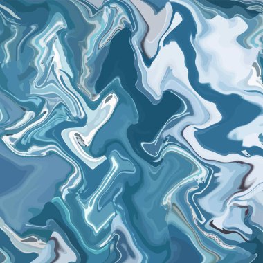 Soyut mavi akrilik sıvı mermer yüzey tasarımı. Arkaplanda renkli kıvrımlar var. yaratıcı fırça darbesi sanatı. illüstrasyon vektörü