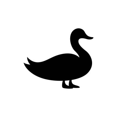 Ördek, kaz ikonu silueti hayvan sembolü çizimi. Mobil konsept tasarımı için karakter tarzı işareti. Ördek, kaz şekilli logo çizimi. Vektör grafikleri