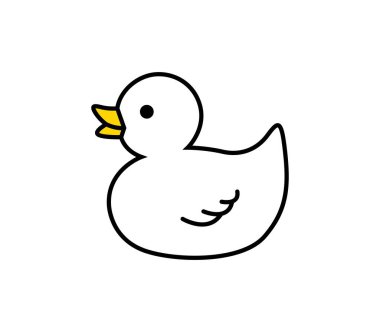 Beyaz arka planda ördek resmi. El çizimi ördek ikonu. Vektör grafik tasarımı.