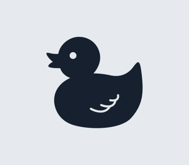 Beyaz arka planda ördek vektör silueti. Yavru ördek simgesi çizimi. Vektör grafikleri